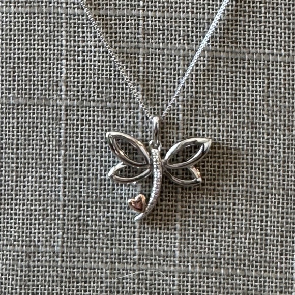 Dragonfly Necklace in Sterling Silver-14K-Diamonds - Picture 5 of 8